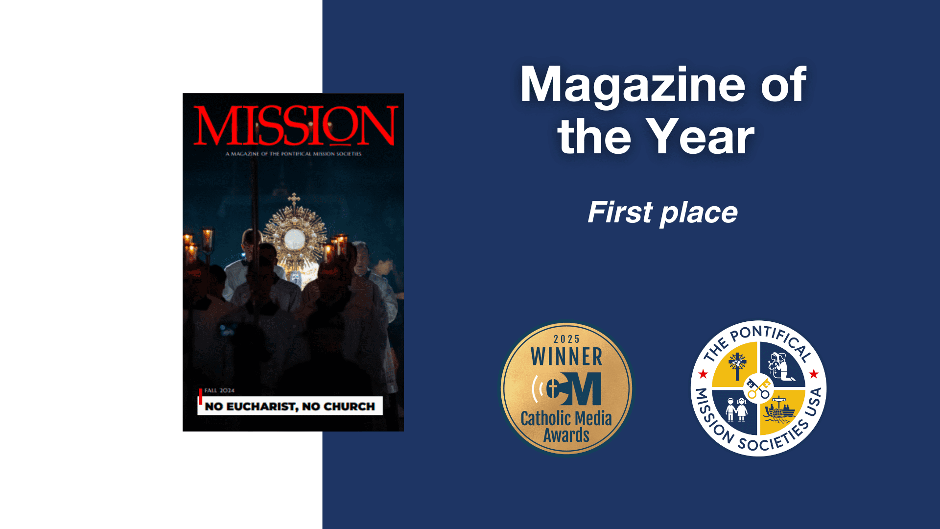 Diseño de portada del blog de Magazine of the Year the The Pontifical Mission Societies