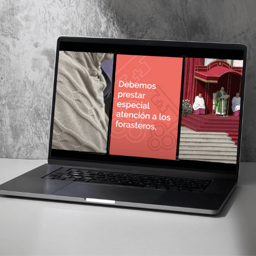 Diseño de mockup de computadora de la Jornada Mundial del Migrante