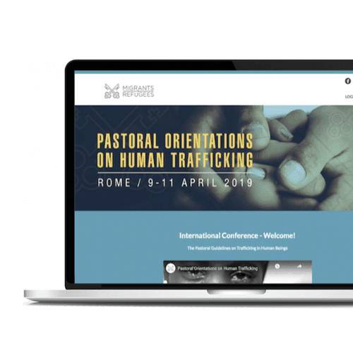 Diseño de mockup de computadora de Pastoral Orientations on Human Trafficking