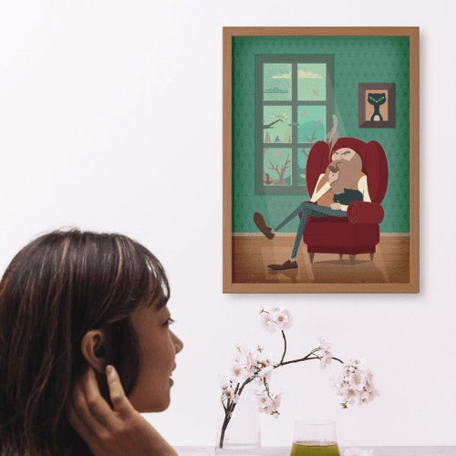 Diseño de una mujer con un diseño de la Serie Windows & Pipes